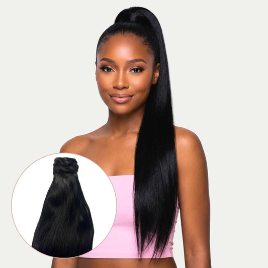 Jet Black 100% Human Hair Ponytail Extension - Plush Fashion Hub