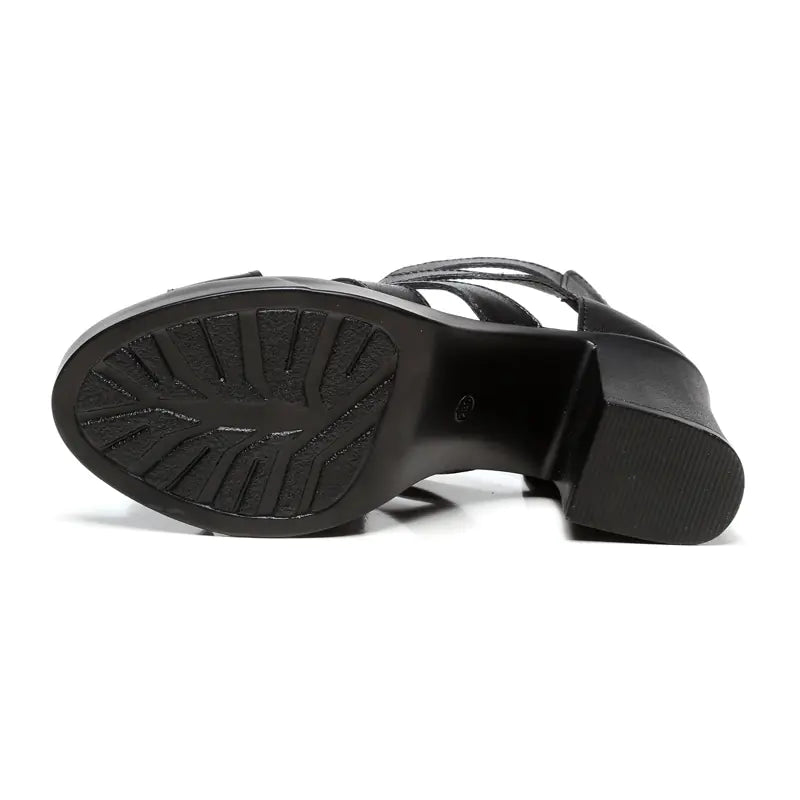 Women’s summer hollow chunky heel Roman peep toe sandals with open toes and stylish design from Trendy Attic Store01.