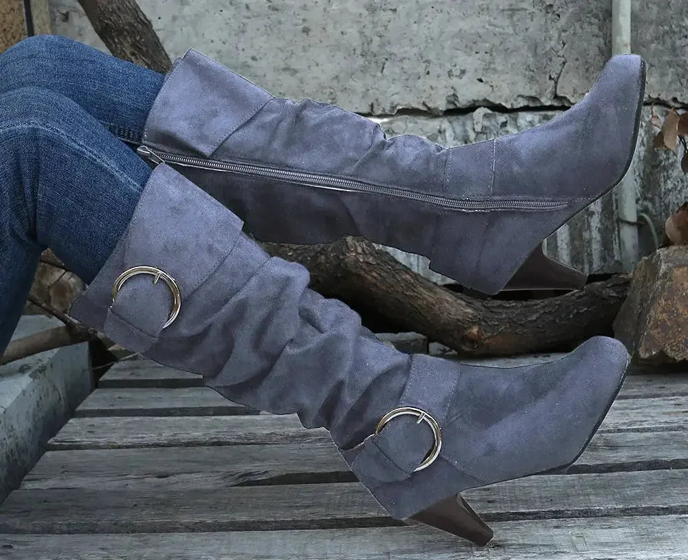 Kennedy Dual Buckle Strap Side Zip Boots - Plush Fashion Hub