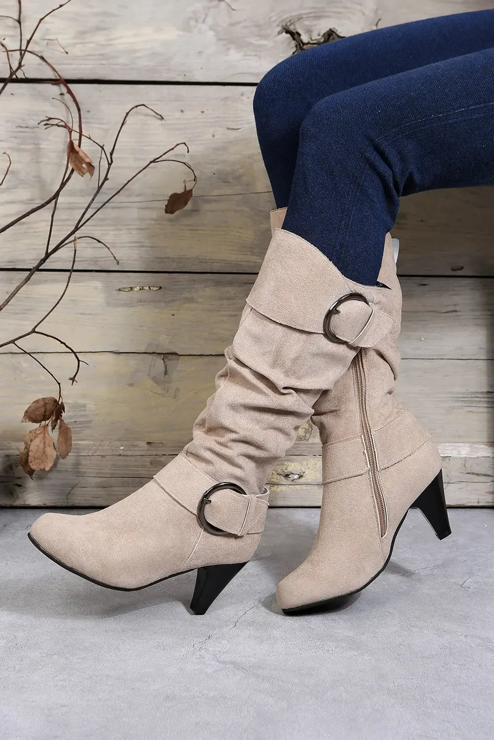 Kennedy Dual Buckle Strap Side Zip Boots - Plush Fashion Hub