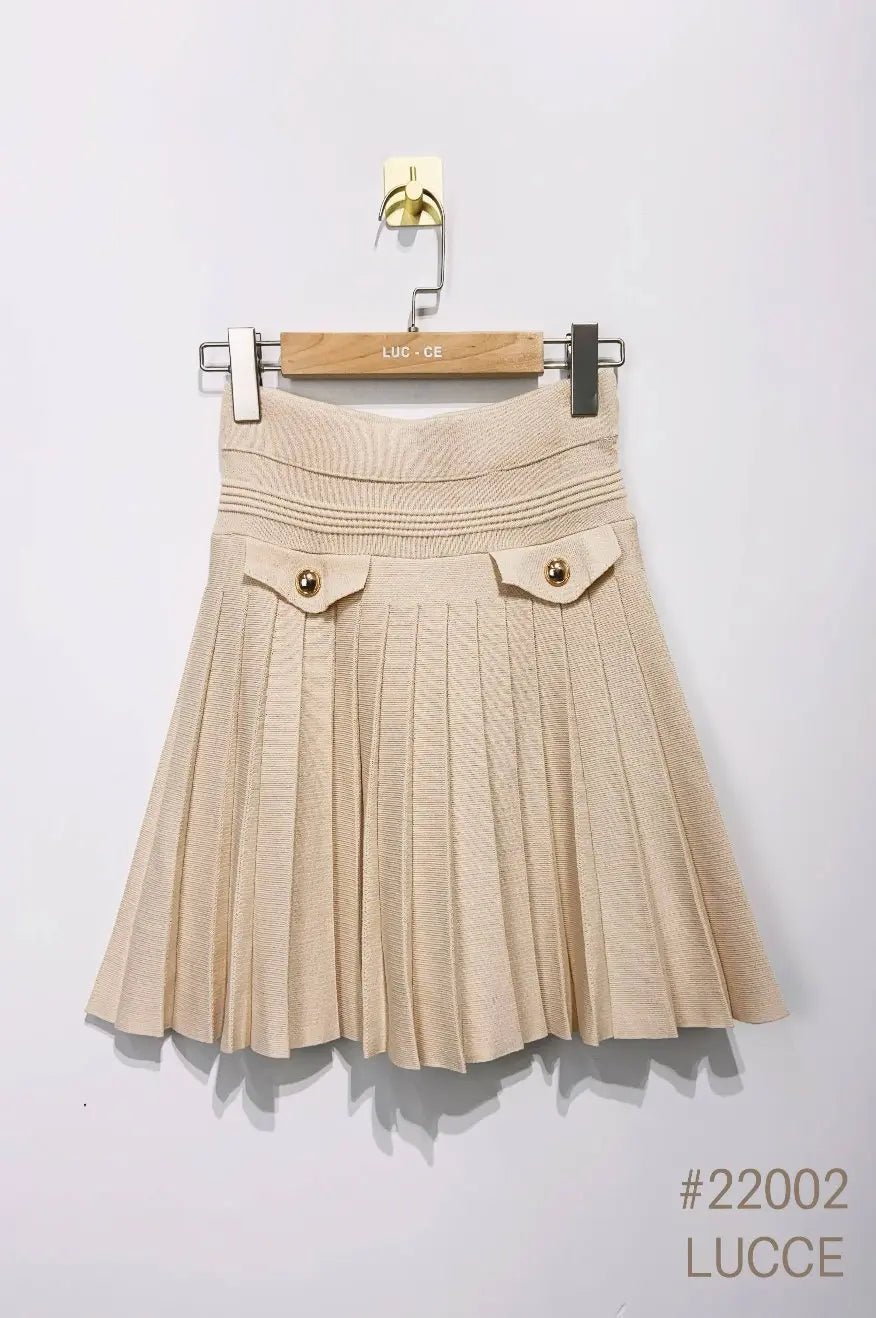 Khaki Pleated knit skirt -clearance Pretty Little Patriot