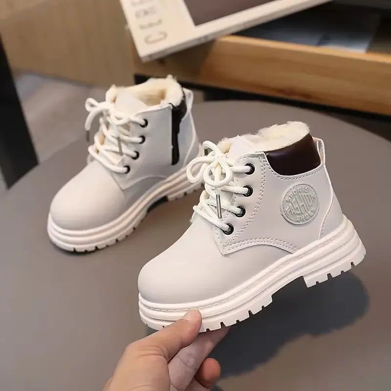 Kids Winter Ankle Boots - Non-Slip Lace Up Boots with Zipper | AURORE LUXURE - Plush Fashion Hub