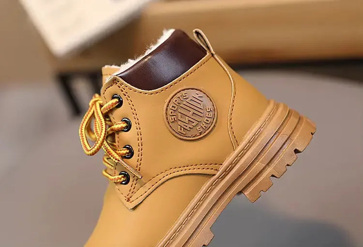 Kids Winter Ankle Boots - Non-Slip Lace Up Boots with Zipper | AURORE LUXURE - Plush Fashion Hub