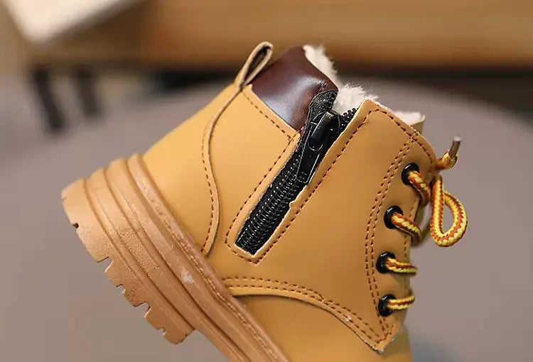 Kids Winter Ankle Boots - Non-Slip Lace Up Boots with Zipper | AURORE LUXURE - Plush Fashion Hub