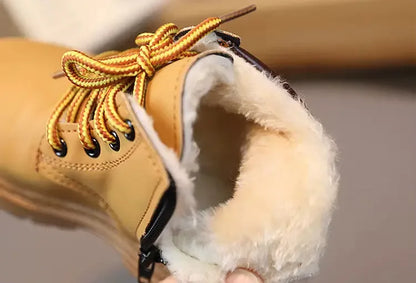 Kids Winter Ankle Boots - Non-Slip Lace Up Boots with Zipper | AURORE LUXURE - Plush Fashion Hub