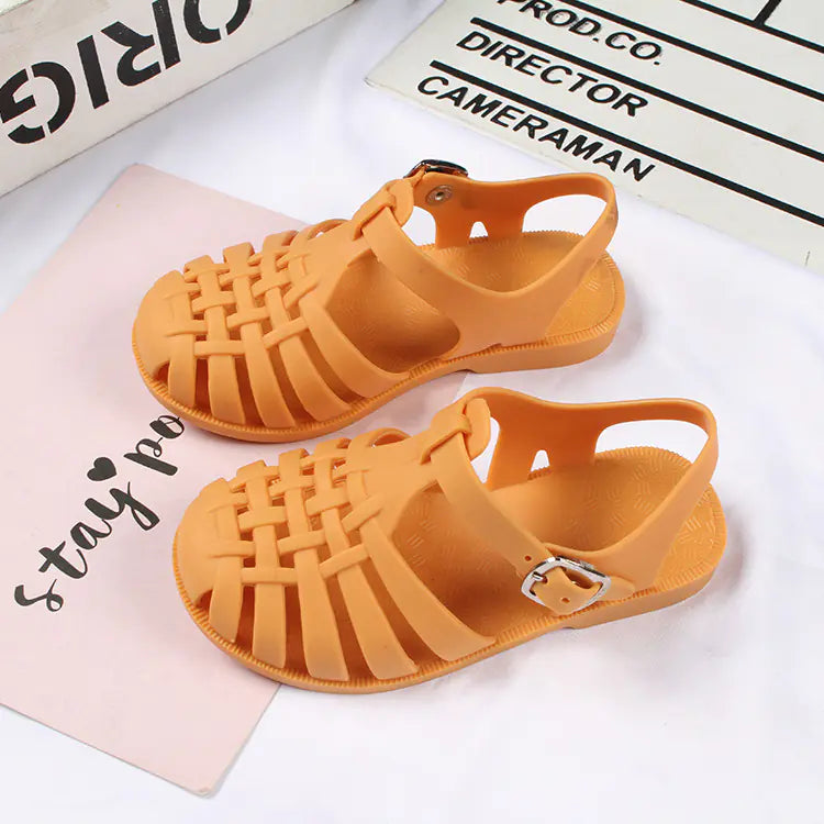 Girls hollow casual flat sandals with open toe design and adjustable straps, by Trendy Attic Store01.