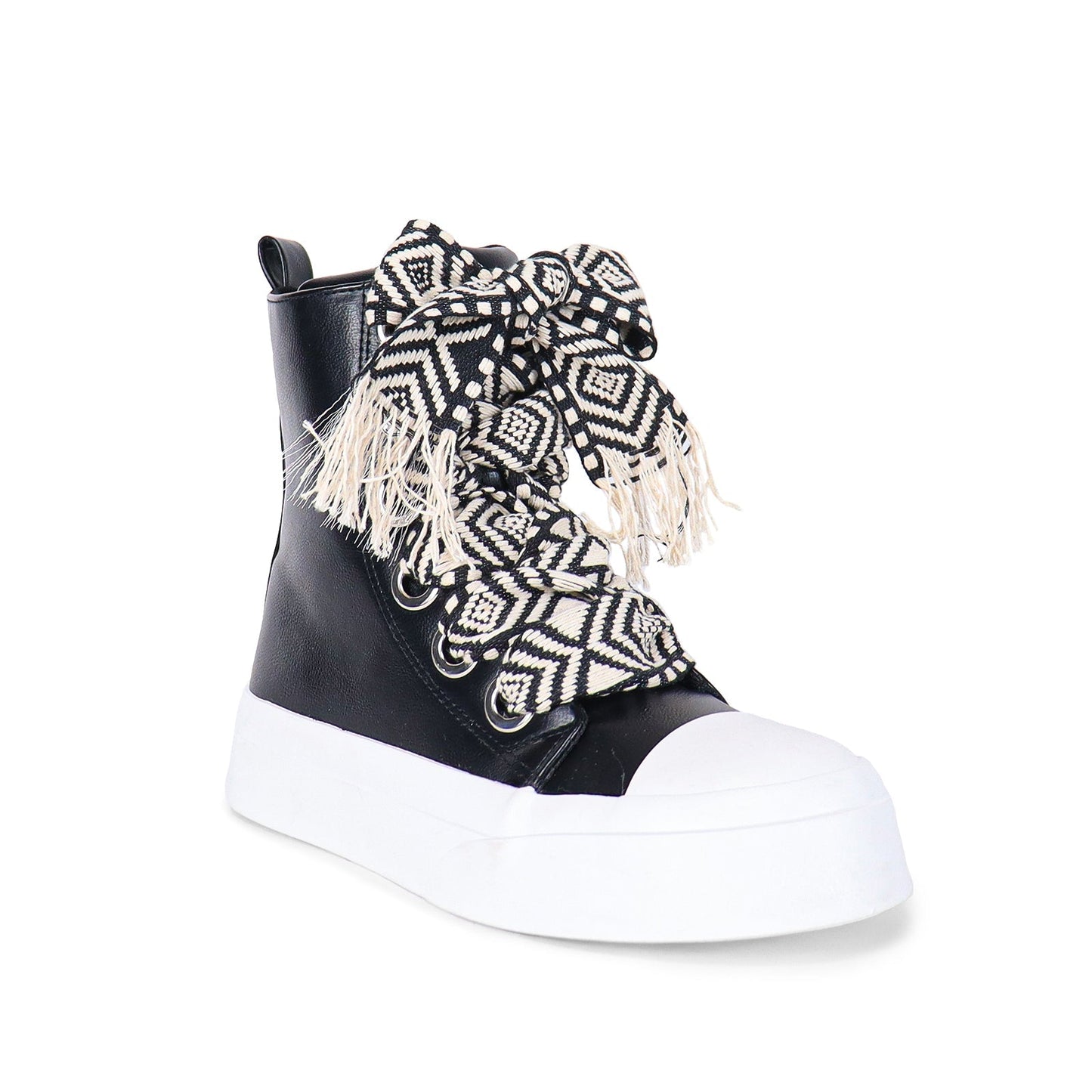 Black Lukka-1 sneakers by Plush Fashion Hub, side view showing sleek design and comfortable fit.