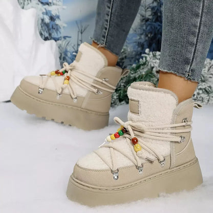 Lace-Up Platform Winter Boots - Plush Fashion Hub