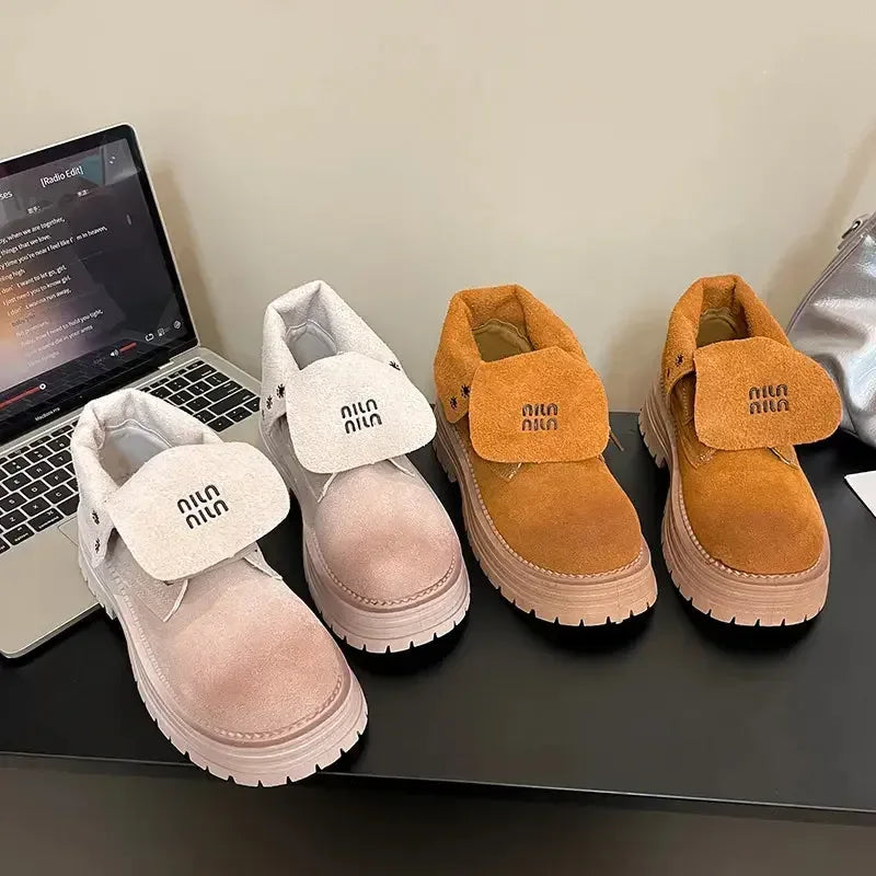 Lace Up Round Toe Platform Boots - Plush Fashion Hub