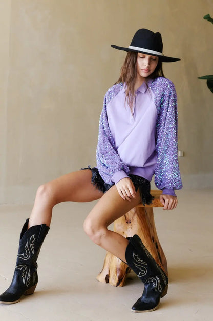 Lavender Sleeve Henley Pretty Little Patriot