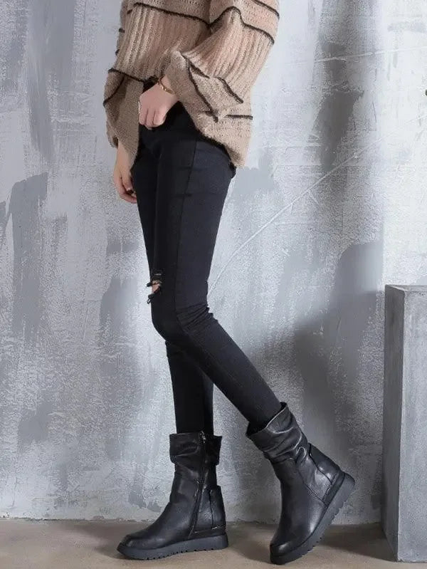 Leisure Fashion Solid Leather Martin Boots - Plush Fashion Hub