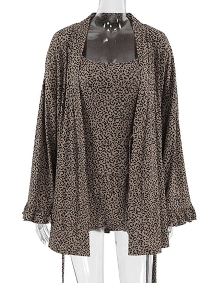 Leopard Cami Cardigan and Shorts 3-Piece Set - Plush Fashion Hub