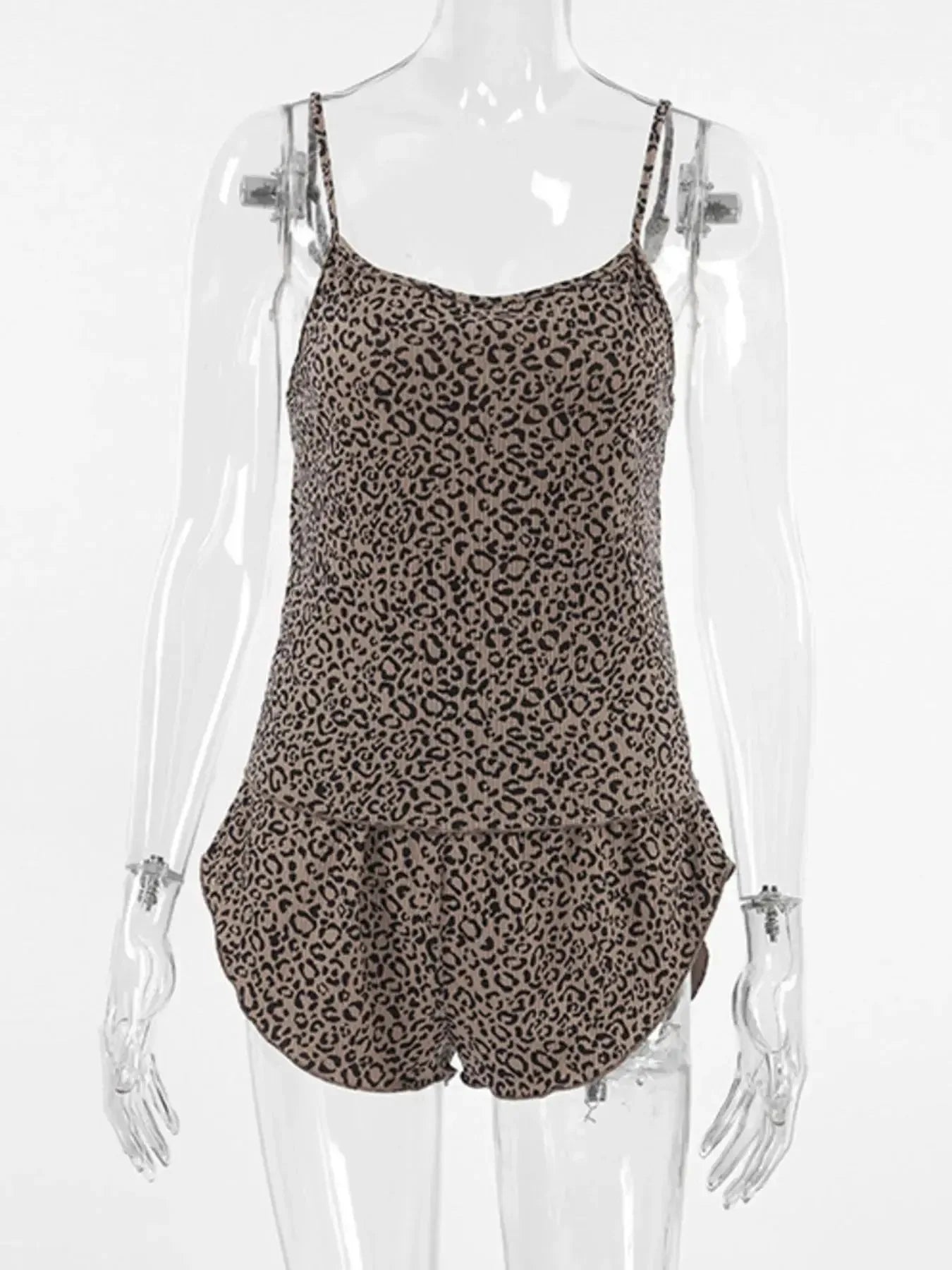Leopard Cami Cardigan and Shorts 3-Piece Set - Plush Fashion Hub