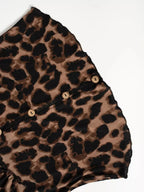 Women's leopard print button-down shirt with delicate lace accents by Plush Fashion Hub, featuring a stylish and feminine design.