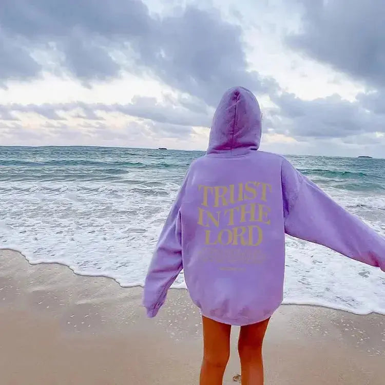 Women's letter print long sleeve sports hoodie sweater by Plush Fashion Hub, featuring a casual sporty design and comfortable fit.