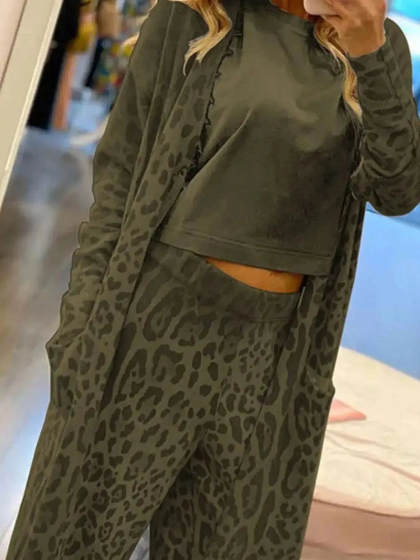 Long Sleeve Longline Outerwear and Pants Set - Plush Fashion Hub