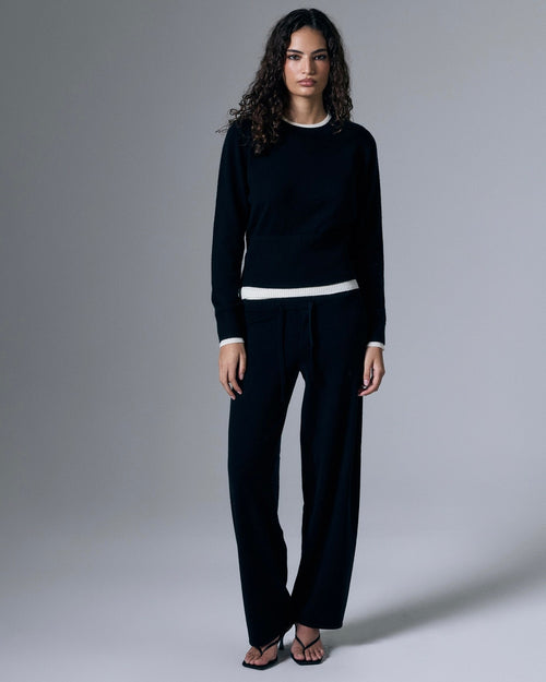 Artless Forever Tove layered cashmere pant showing soft, luxurious cashmere fabric with a relaxed, layered design.
