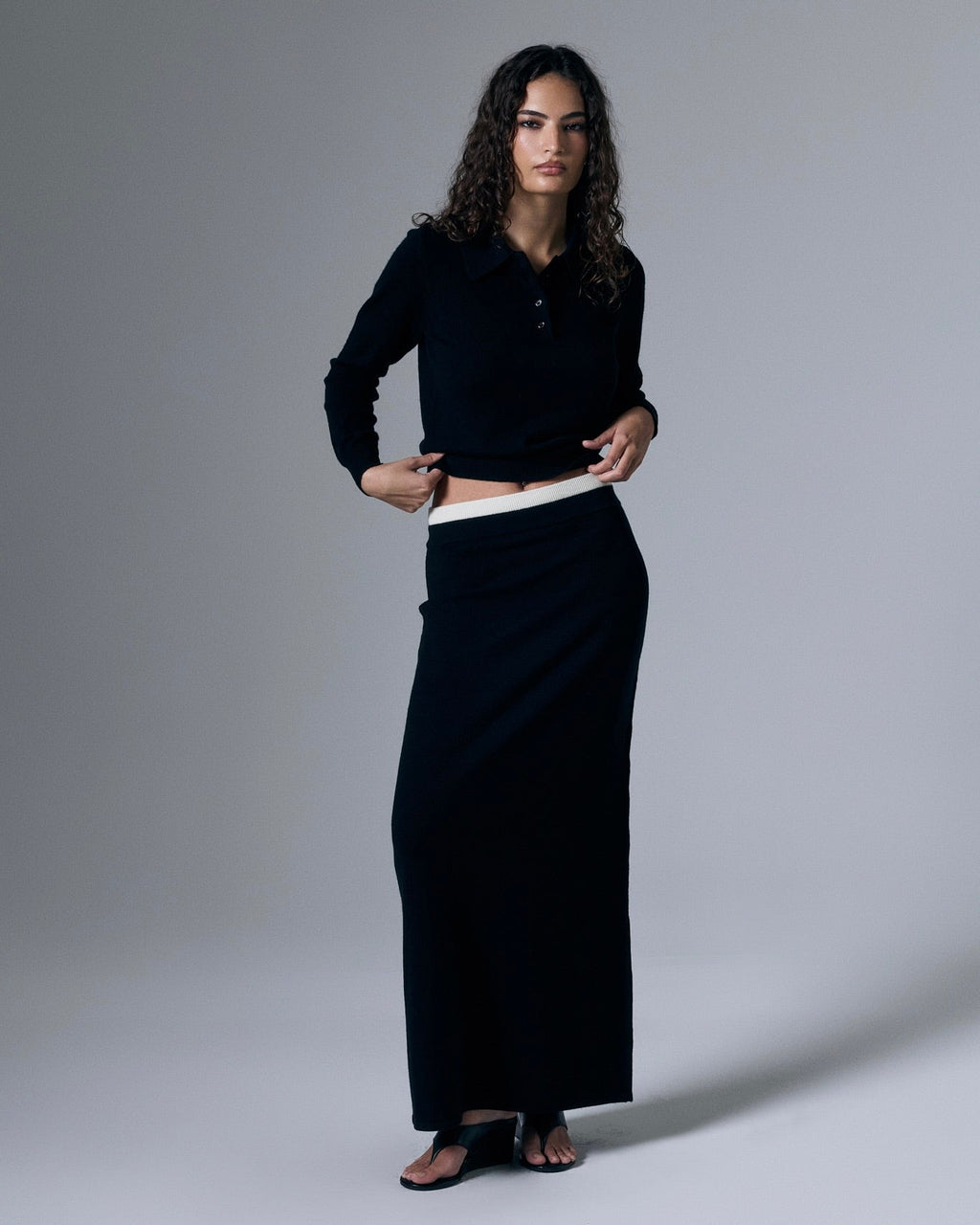 Retouched image of the Tove Cashmere Polo by Artless Forever, featuring a soft, luxurious cashmere fabric in a classic polo style.