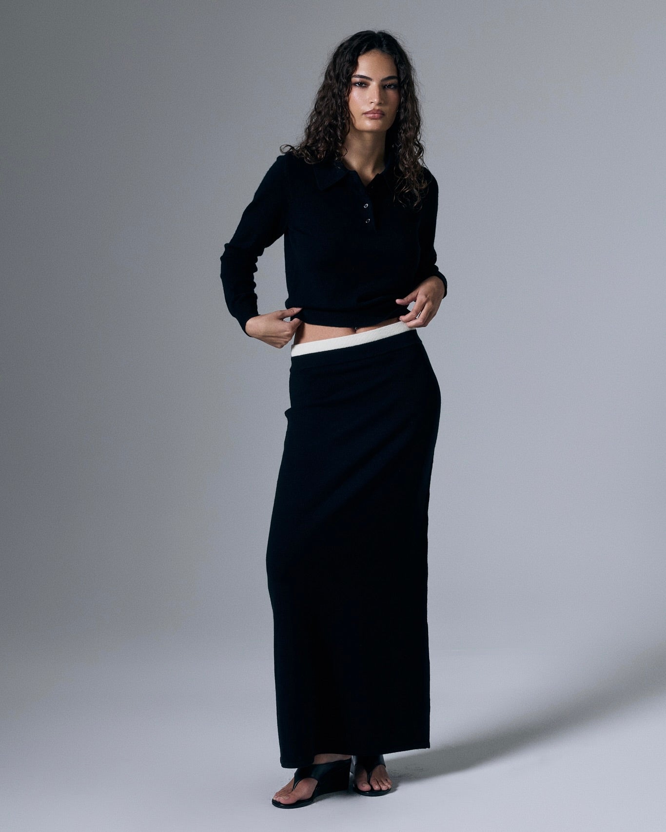 Retouched image of the Tove Cashmere Polo by Artless Forever, featuring a soft, luxurious cashmere fabric in a classic polo style.