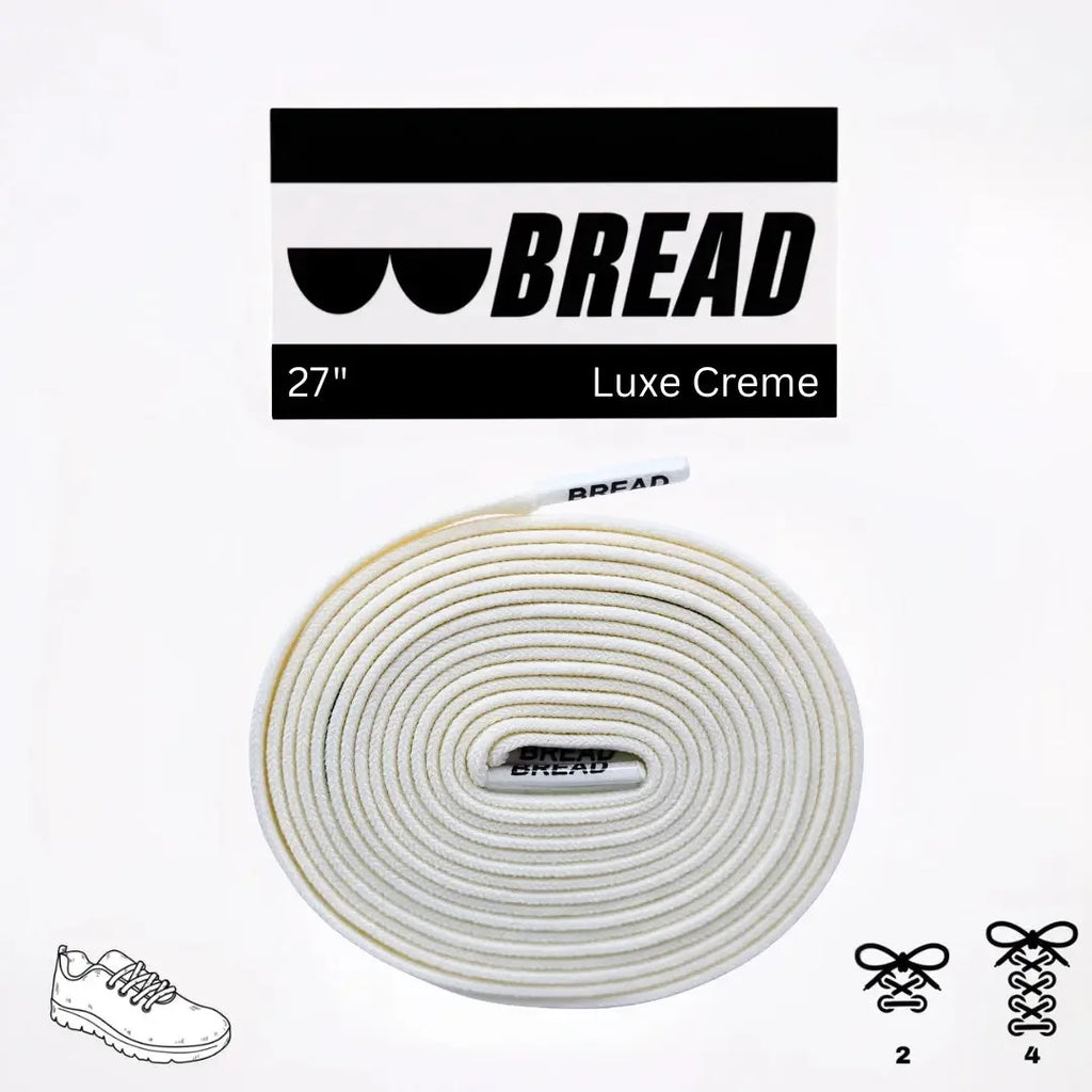 Elastic shoelaces in Luxe Creme color from Plush Fashion Hub, shown in a close-up image.