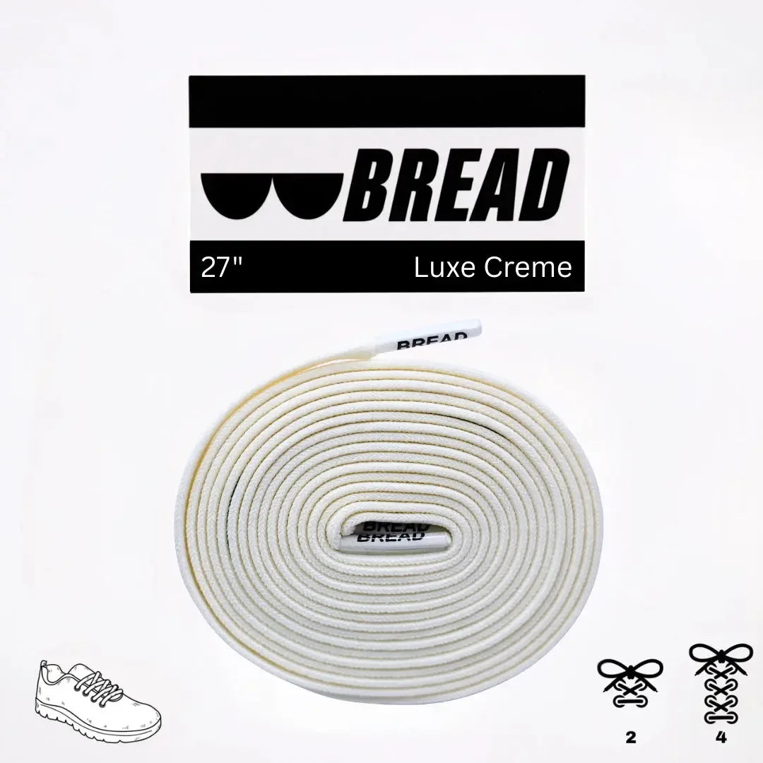 Elastic shoelaces in Luxe Creme color from Plush Fashion Hub, shown in a close-up image.