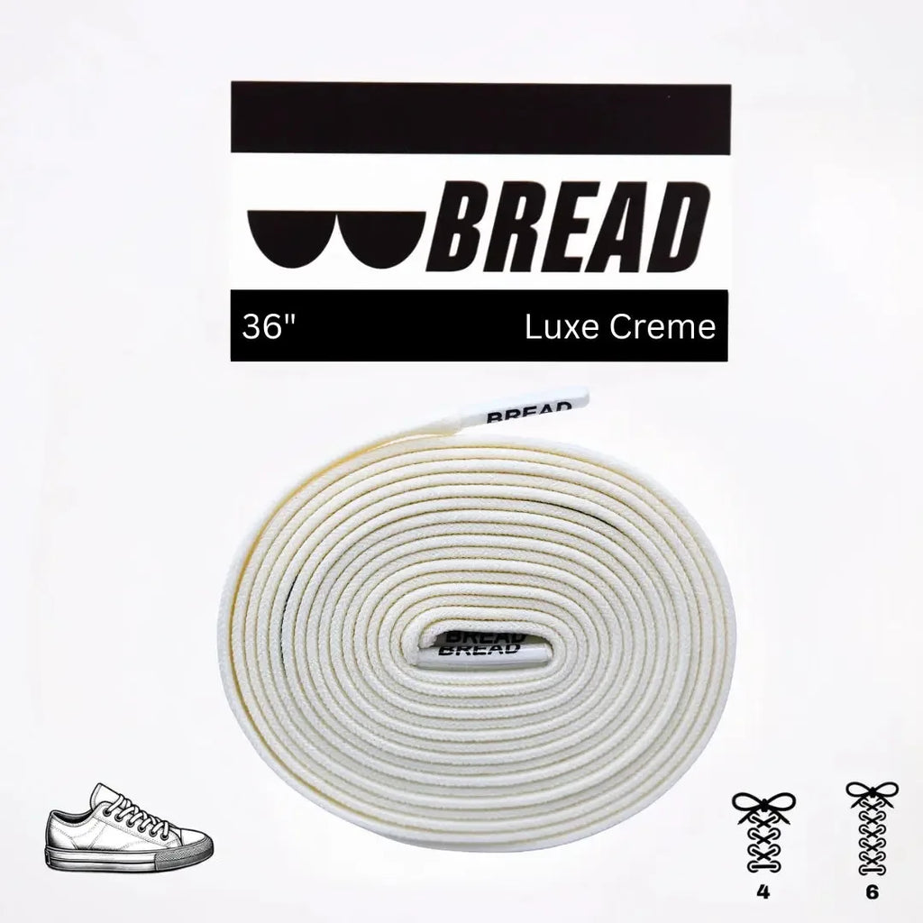 Elastic shoelace named Luxe Creme by Plush Fashion Hub, shown in a close-up image highlighting its texture and color.