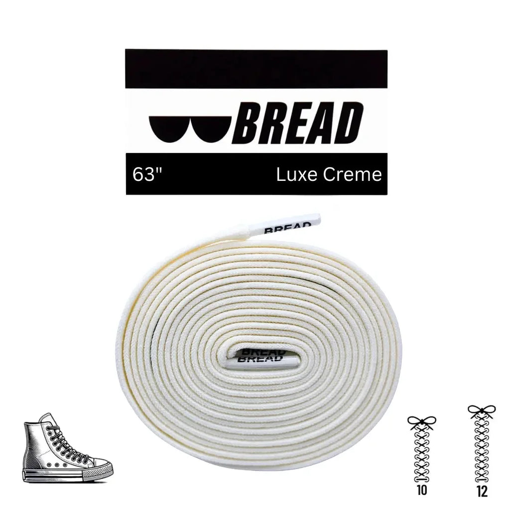 Elastic shoelaces in the Luxe Creme color by Plush Fashion Hub, shown in a close-up image.
