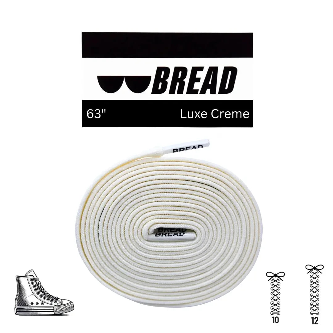Elastic shoelaces in the Luxe Creme color by Plush Fashion Hub, shown in a close-up image.
