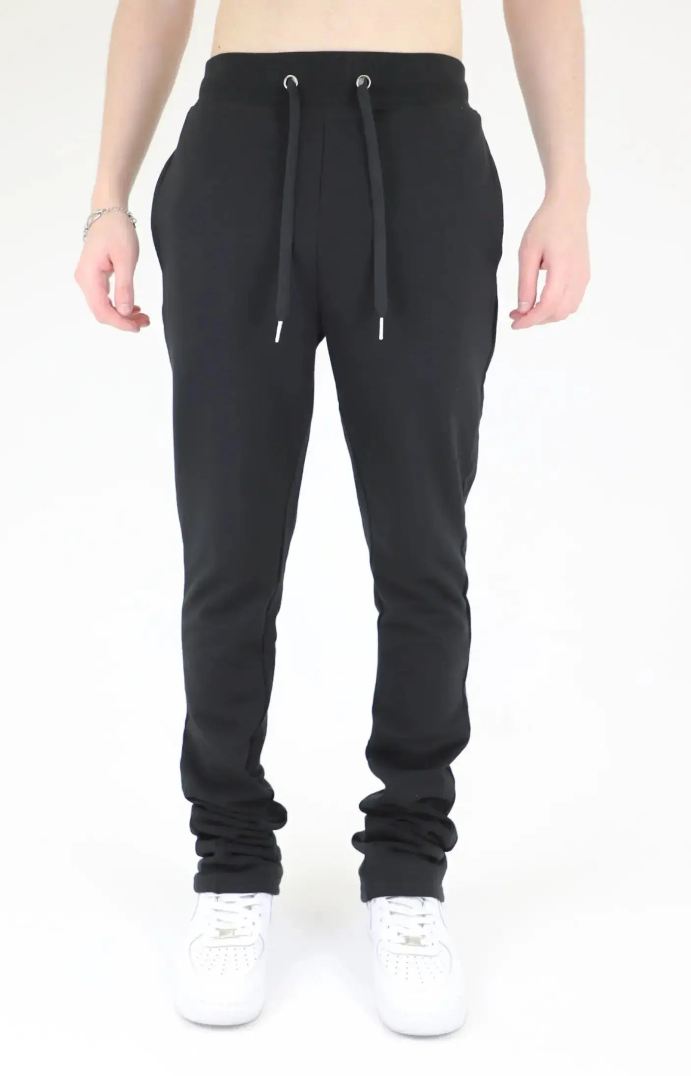 Multi-color stacked sweatpants from Plush Fashion Hub, casual pants with vibrant color blocks and relaxed fit.