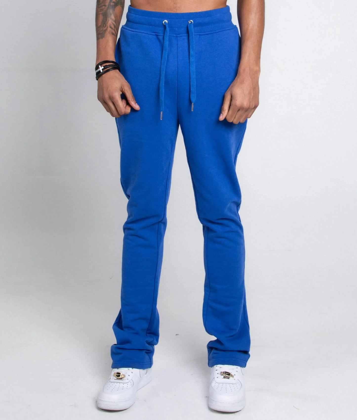 Multi-color stacked sweatpants by Plush Fashion Hub featuring vibrant, layered fabric design and casual comfortable fit.