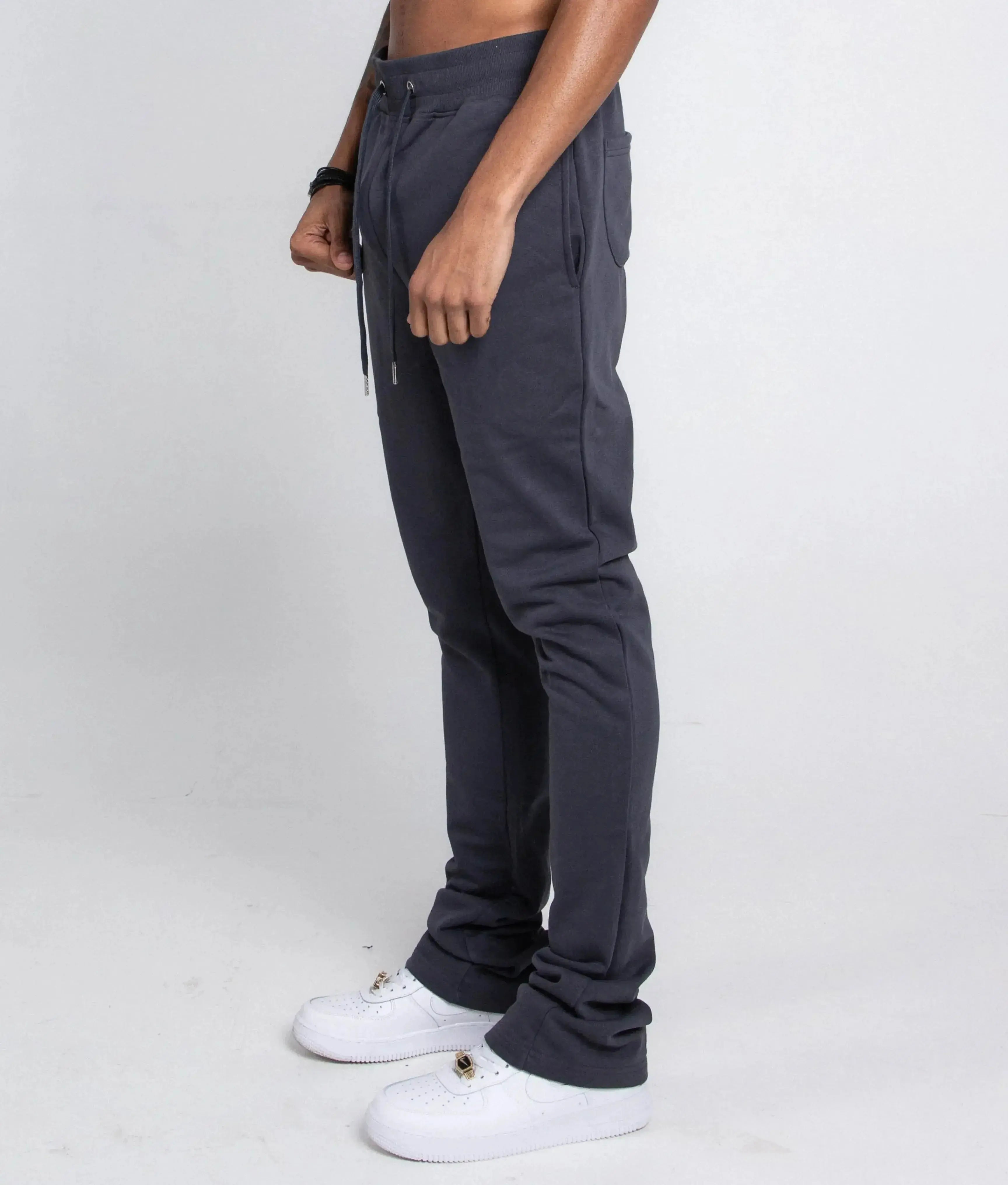 Multi-color stacked sweatpants by Plush Fashion Hub, casual pants with vibrant color blocks and comfortable fit.