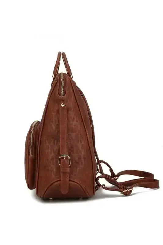 Gilded Glamour Shop Mia signature vegan leather backpack with sophisticated gold-tone hardware and trendy design.