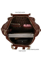 Gilded Glamour Shop Mia Signature vegan leather backpack with gold-tone hardware, trendy design and sophisticated style.