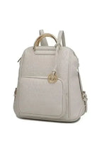 Gilded Glamour Shop Mia Signature vegan leather backpack with sophisticated gold-tone hardware and trendy design.