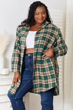 Mandy Plaid Collared Neck Long Sleeve Shirt - Plush Fashion Hub