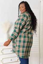 Mandy Plaid Collared Neck Long Sleeve Shirt - Plush Fashion Hub