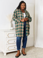 Mandy Plaid Collared Neck Long Sleeve Shirt - Plush Fashion Hub