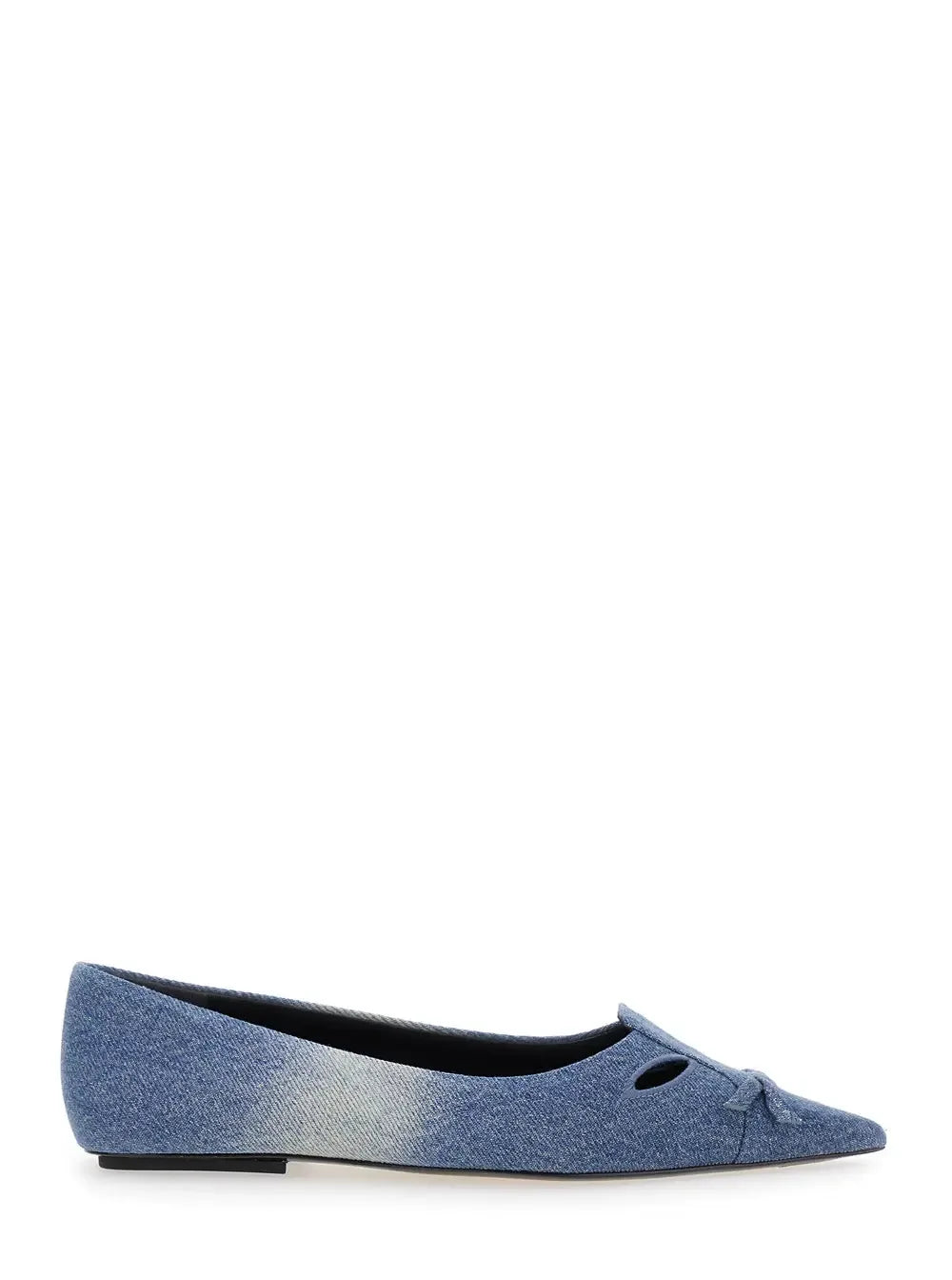 Marc Jacobs Women 'The Kat' Blue Ballerinas With Cut-Out Detail And Bow On The Front In Cotton Woman - Plush Fashion Hub