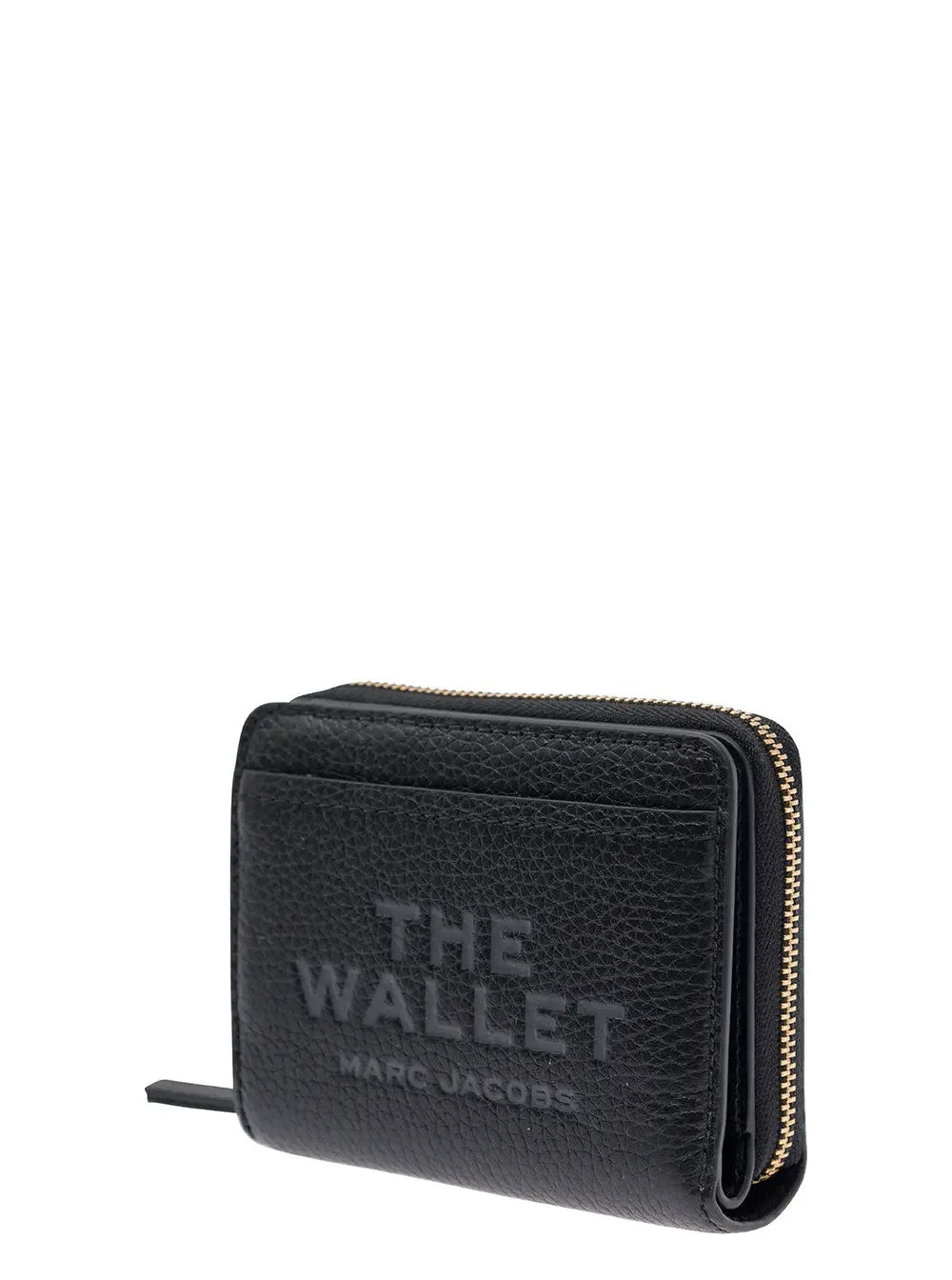 Marc Jacobs Women 'The Mini' Black Wallet With Engraved Logo On The Front In Hammered Leather Woman - Plush Fashion Hub