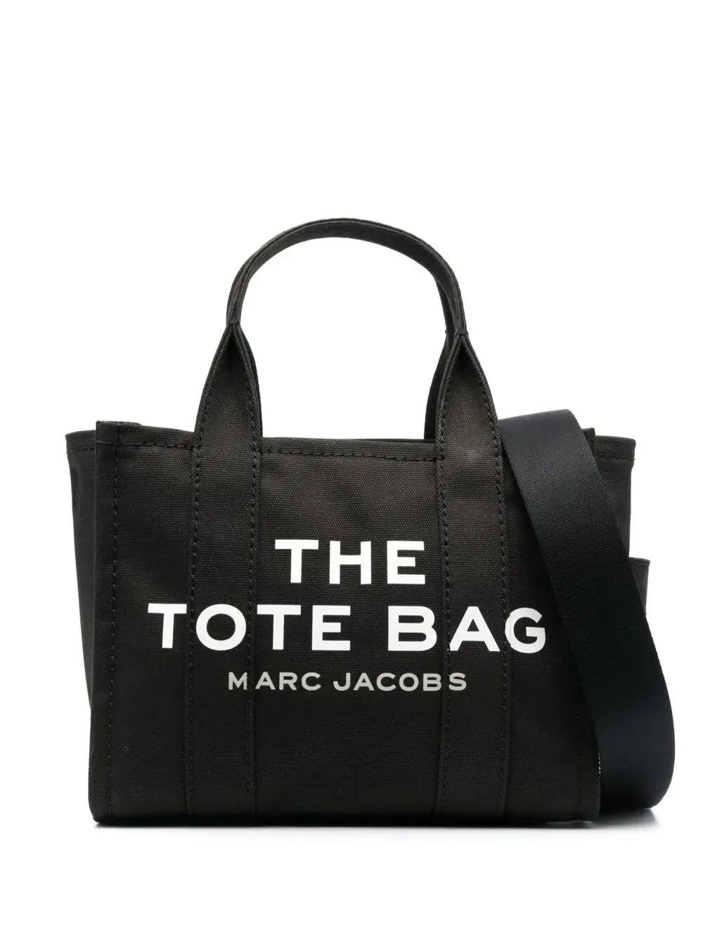 Marc Jacobs Women 'The Small Tote' Black Handbag With Logo Lettering On The Front In Cotton Woman - Plush Fashion Hub