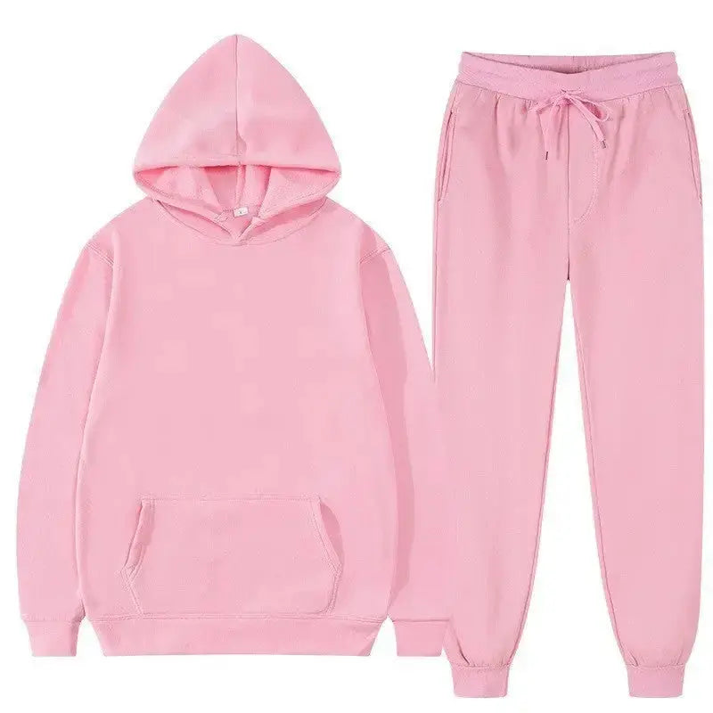 Unisex casual hemp blend loose sweatshirt and sweatpants matching set by Plush Fashion Hub, comfortable two-piece sweat suit.