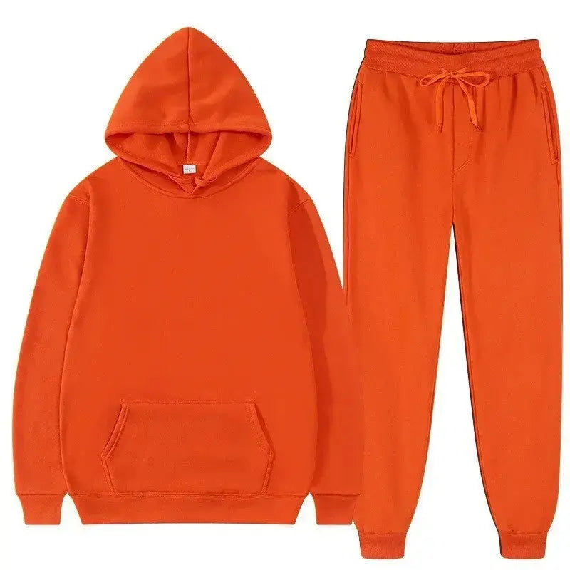 Unisex casual hemp blend loose sweatshirt and sweatpants matching set by Plush Fashion Hub, suitable for men and women.