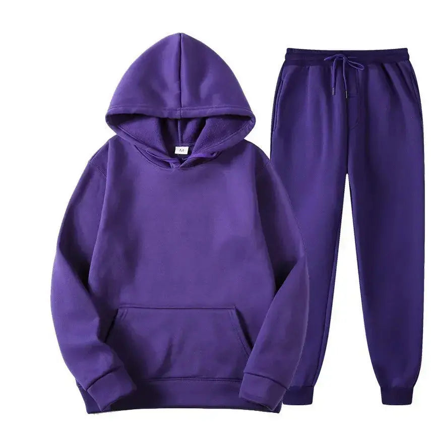 Unisex casual hemp blend loose sweatshirt and sweatpants matching sweat suit set by Plush Fashion Hub, suitable for men and women.