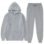 Unisex casual hemp blend loose sweatshirt and sweatpants matching set by Plush Fashion Hub, comfortable two-piece loungewear.