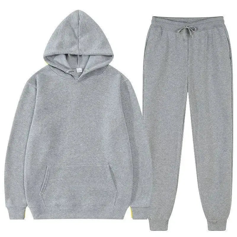 Unisex casual hemp blend loose sweatshirt and sweatpants matching set by Plush Fashion Hub, comfortable two-piece loungewear.