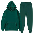 Unisex casual hemp blend loose sweatshirt and sweatpants matching set by Plush Fashion Hub, shown on a model.