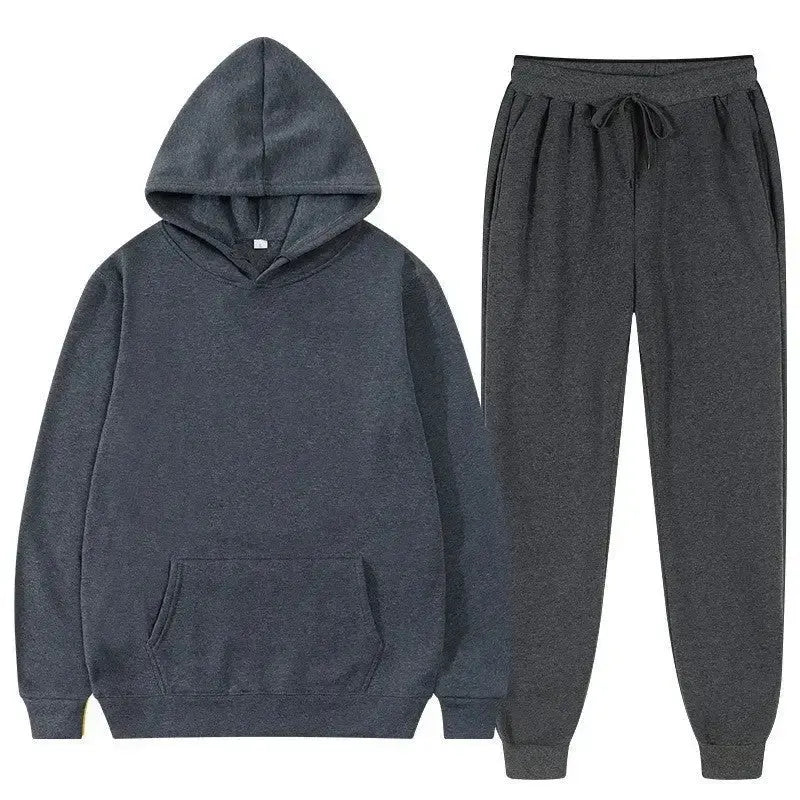 Unisex casual hemp blend loose sweatshirt and sweatpants matching set by Plush Fashion Hub, comfortable two-piece loungewear for men and women.