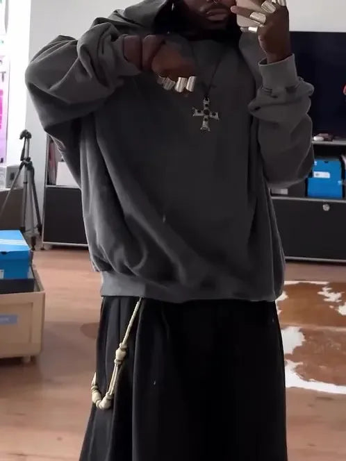 Men's Casual Hooded Loose Sweatshirt - Plush Fashion Hub