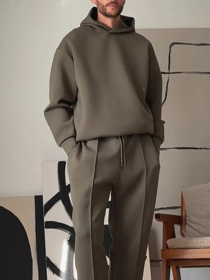 Men's Casual Hooded Sweatshirt & Elastic Waist Pants Set - Plush Fashion Hub