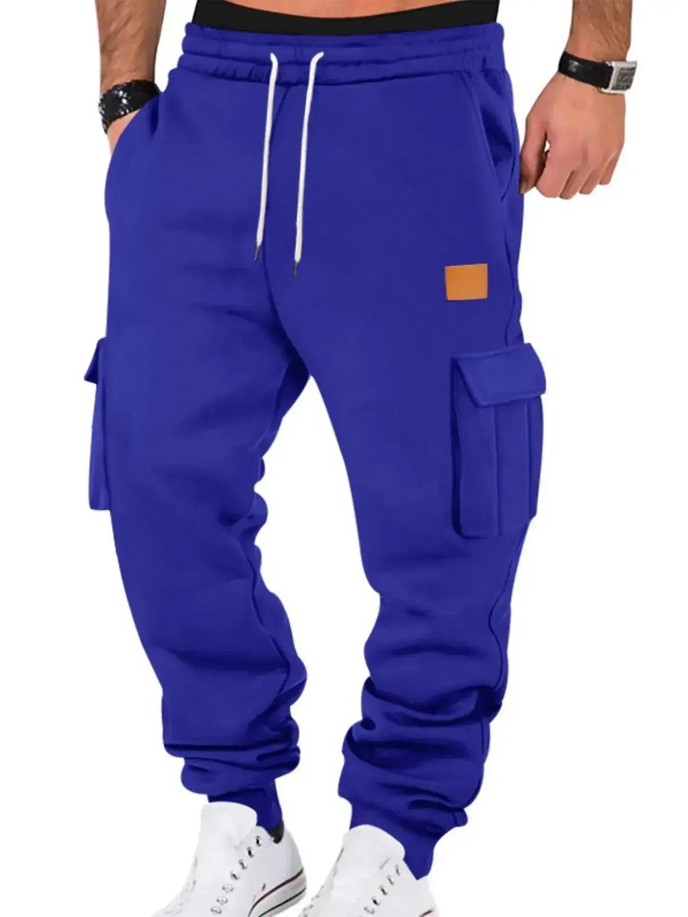 Men's durable cargo jogger pants with drawstring waist, casual style, lightweight fabric, and multiple pockets for everyday wear.